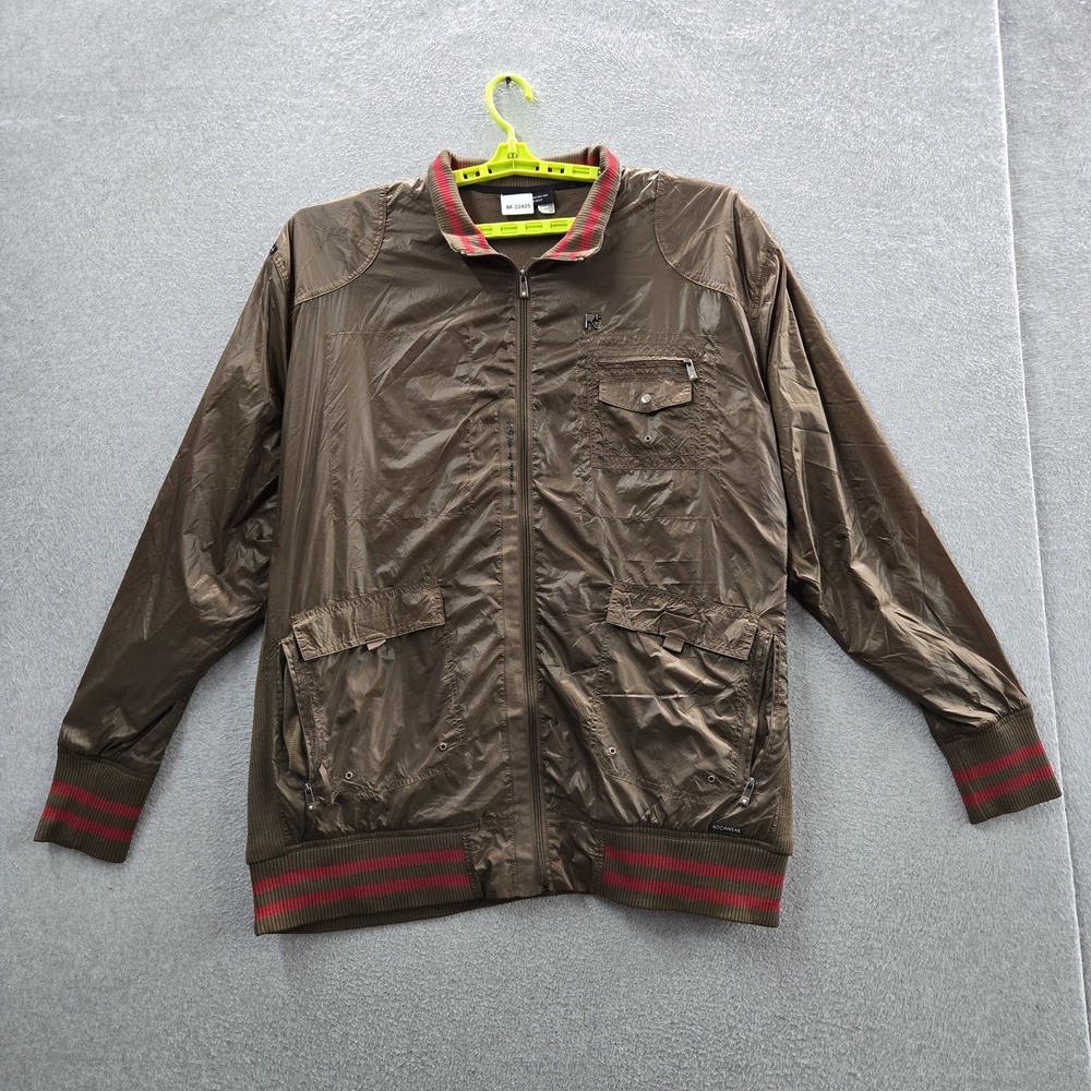 VINTAGE Rocawear Men Jacket 3X Brown Bomber Windbreaker Full‎ Zip 90s Y2K